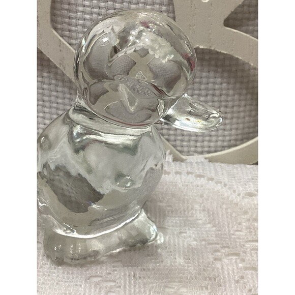 Clear Art Glass Duckling Paperweight Farm Decor Figure Fenton Style Unmarked - Picture 11 of 13